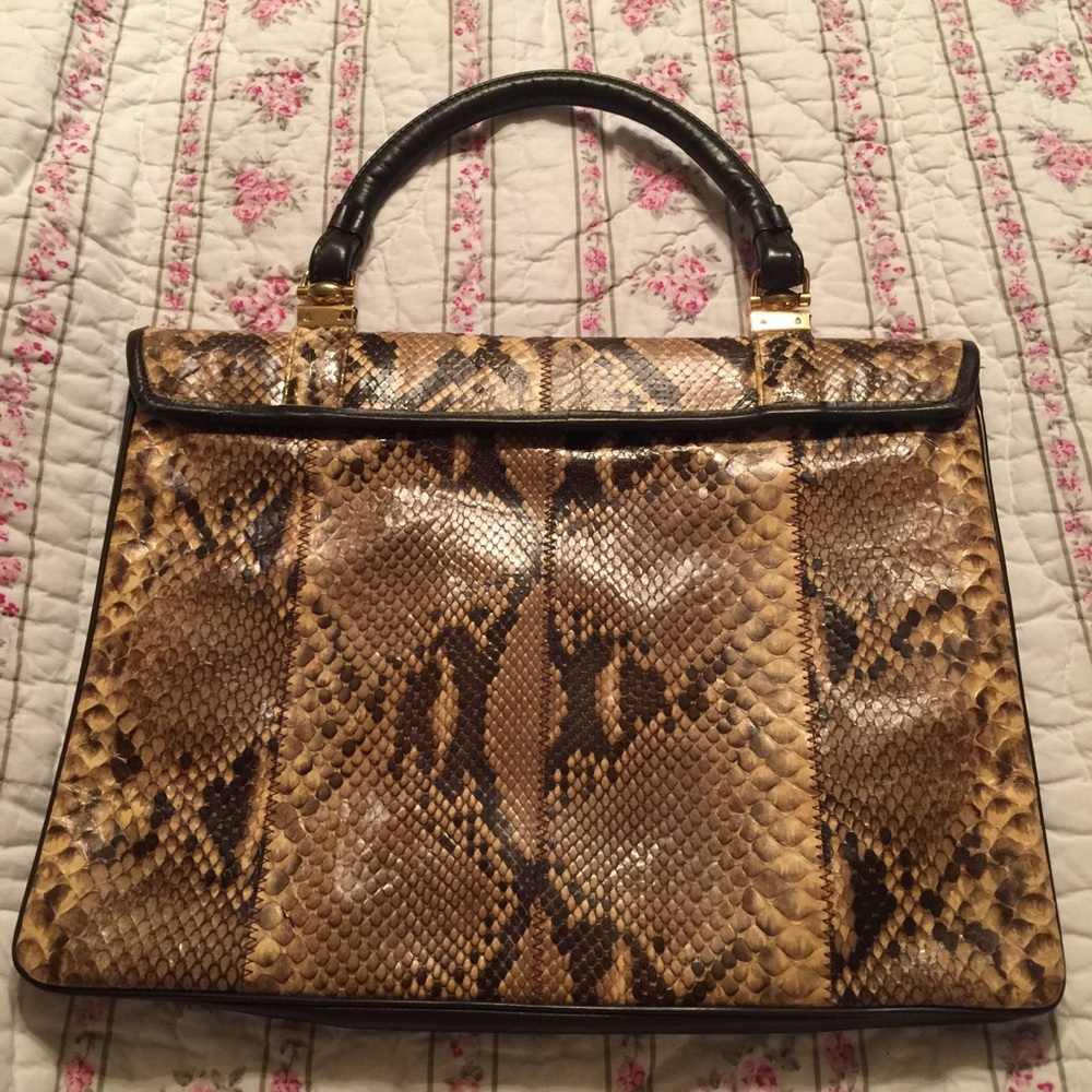Vintage Caprice python snakeskin purse laptop bag - Picture 3 of 8
